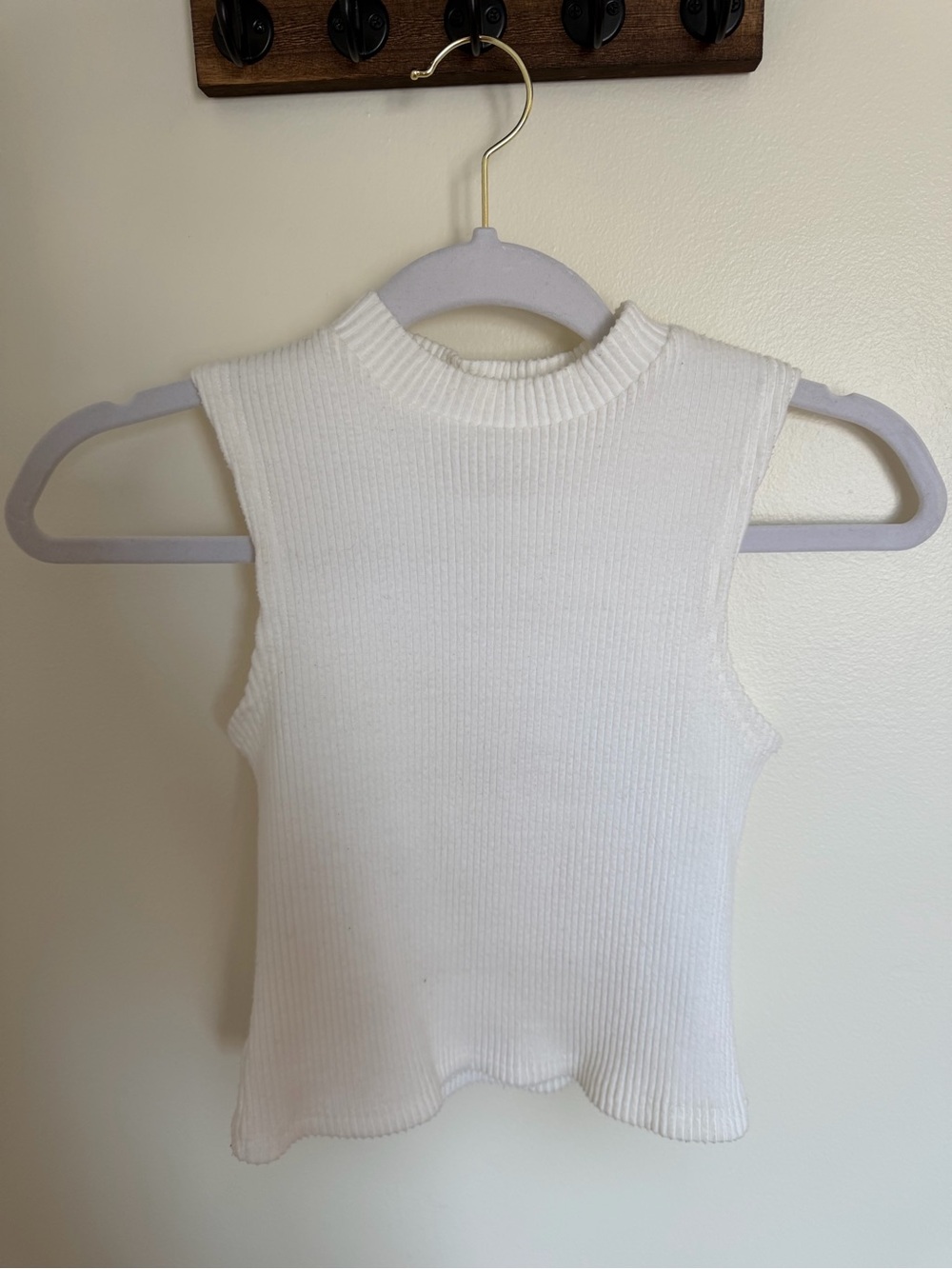 Francescas White Ribbed Sweater Top XS